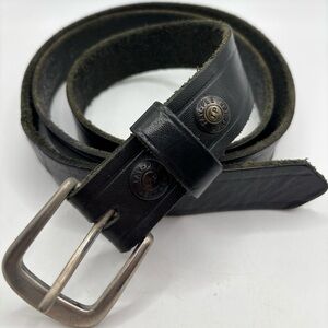 Vintage JAY-PEE Top Grain Bridle Black Leather Cowhide Belt Brass Buckle Size 48